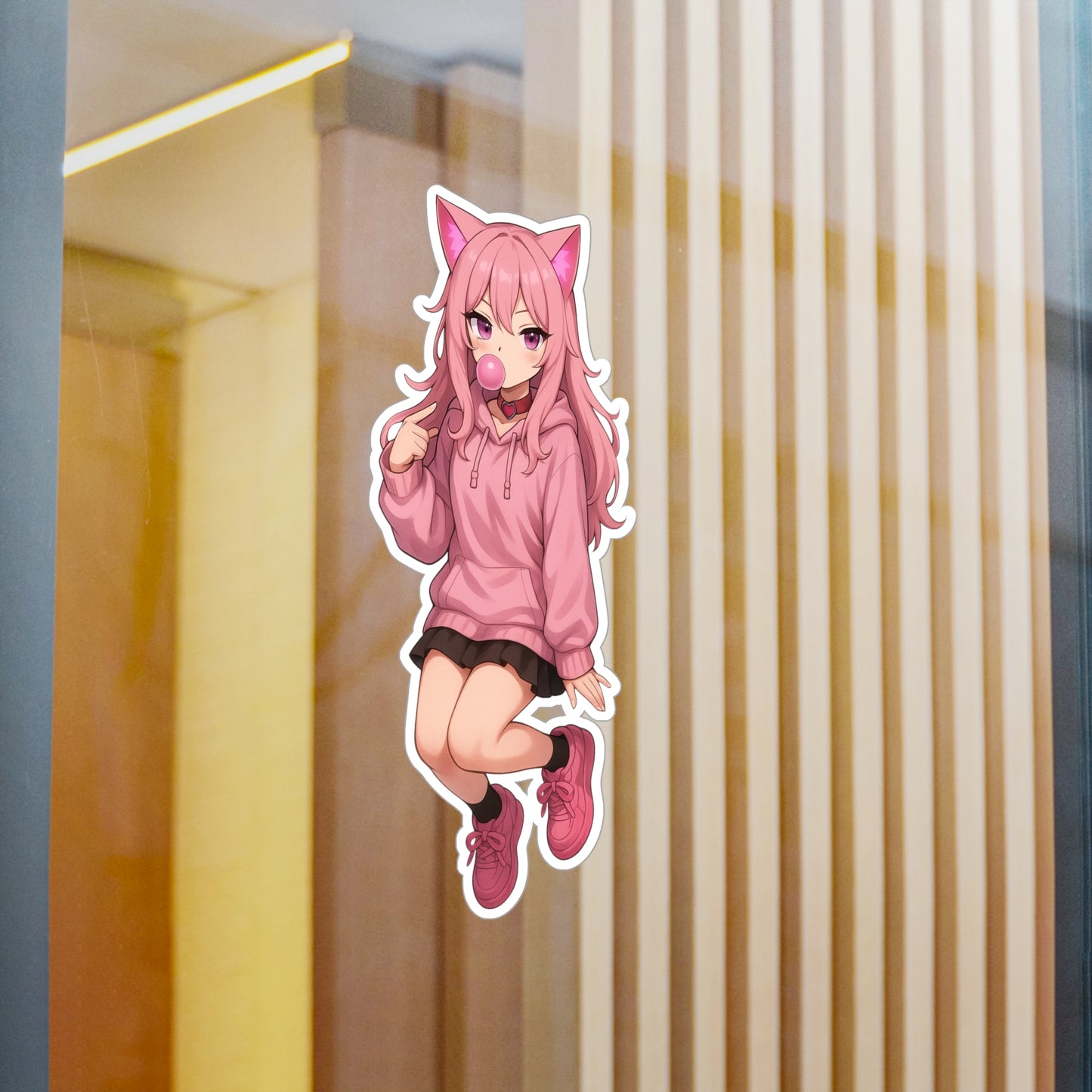 Pink Cat Girl Bubblegum Sticker