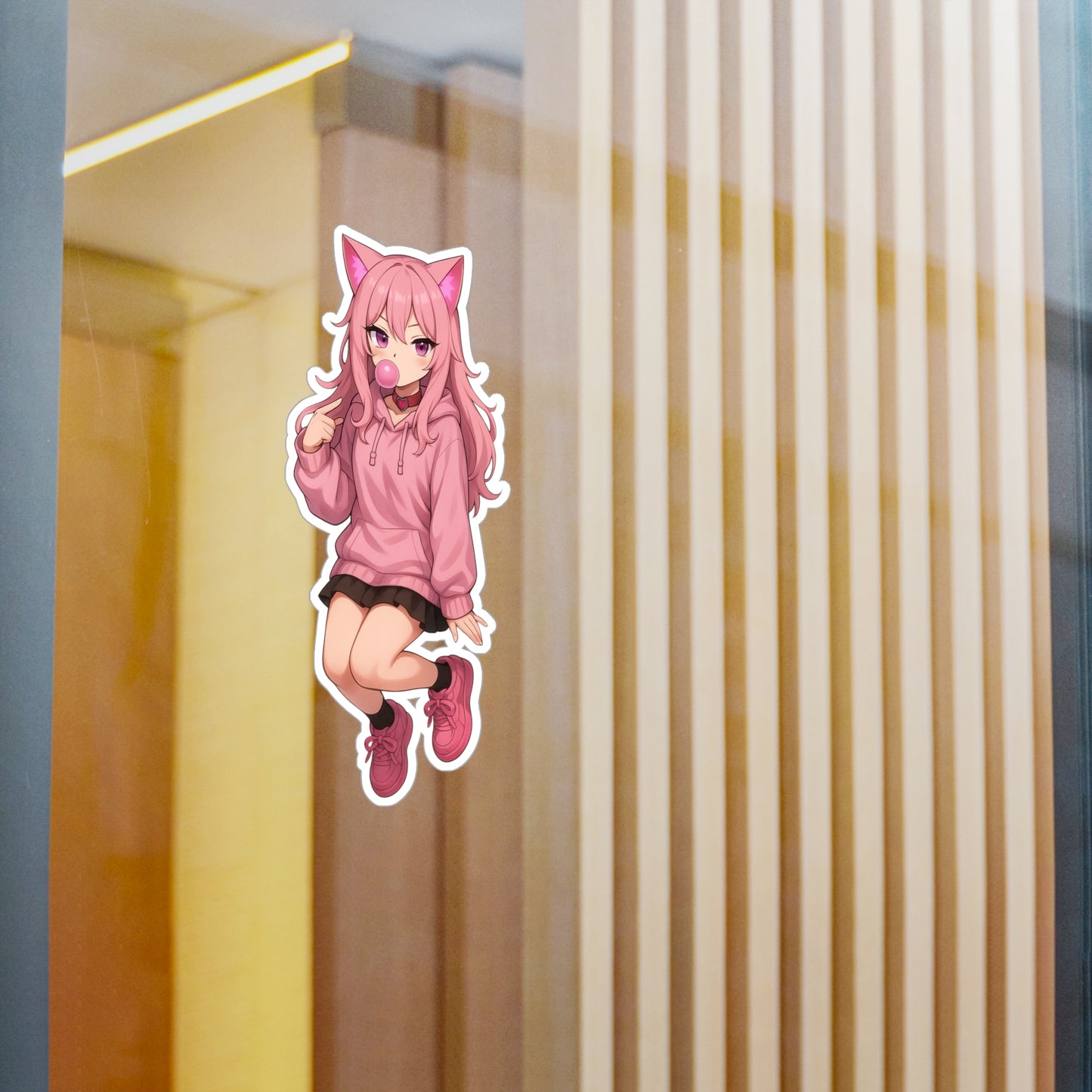 Pink Cat Girl Bubblegum Sticker