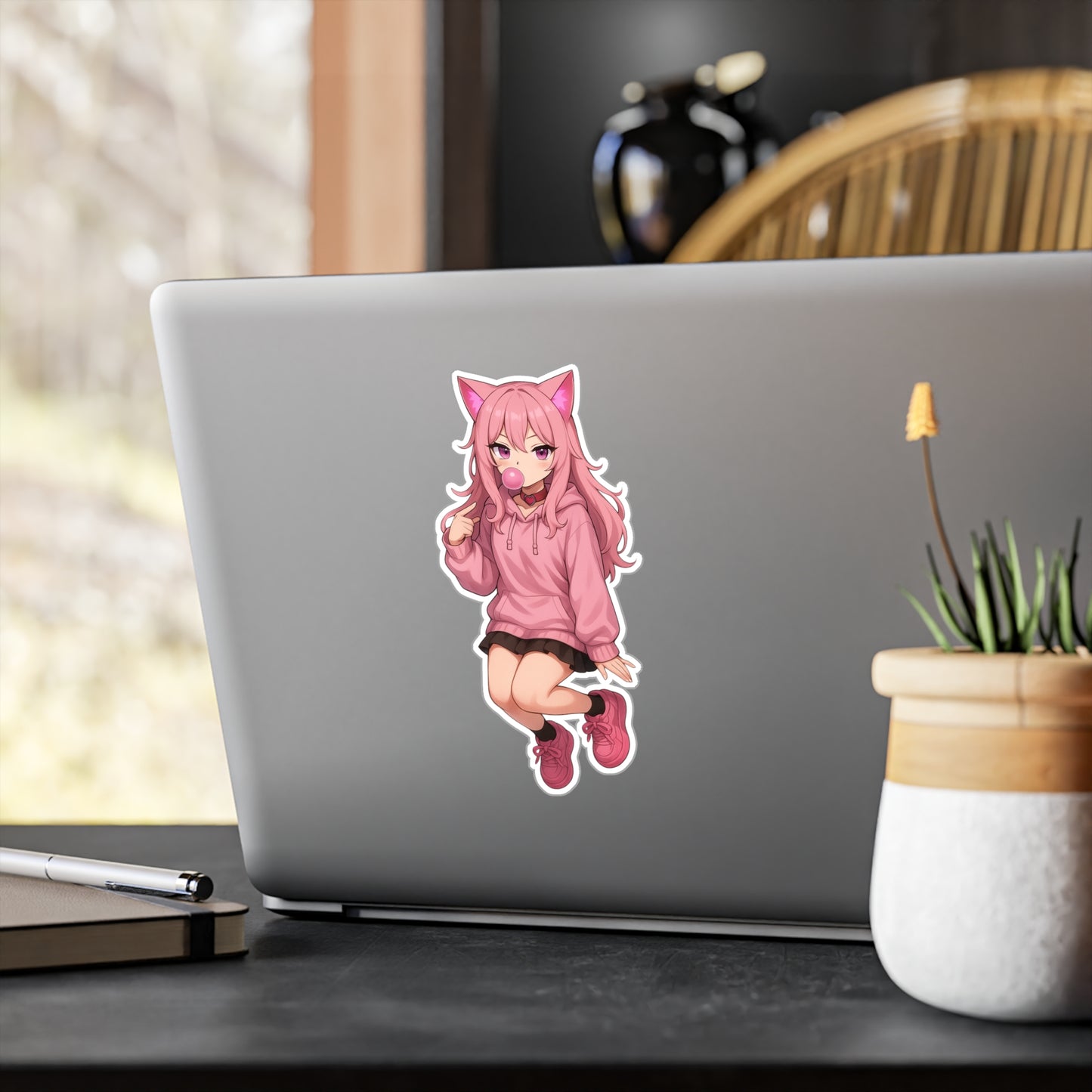 Pink Cat Girl Bubblegum Sticker