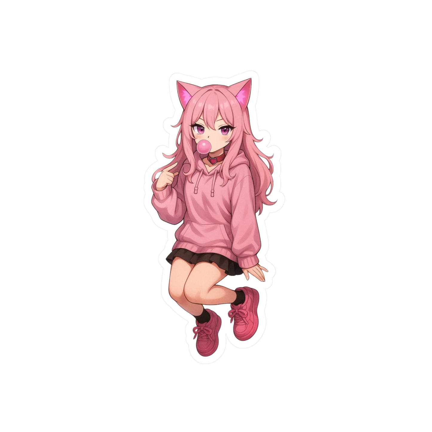 Pink Cat Girl Bubblegum Sticker