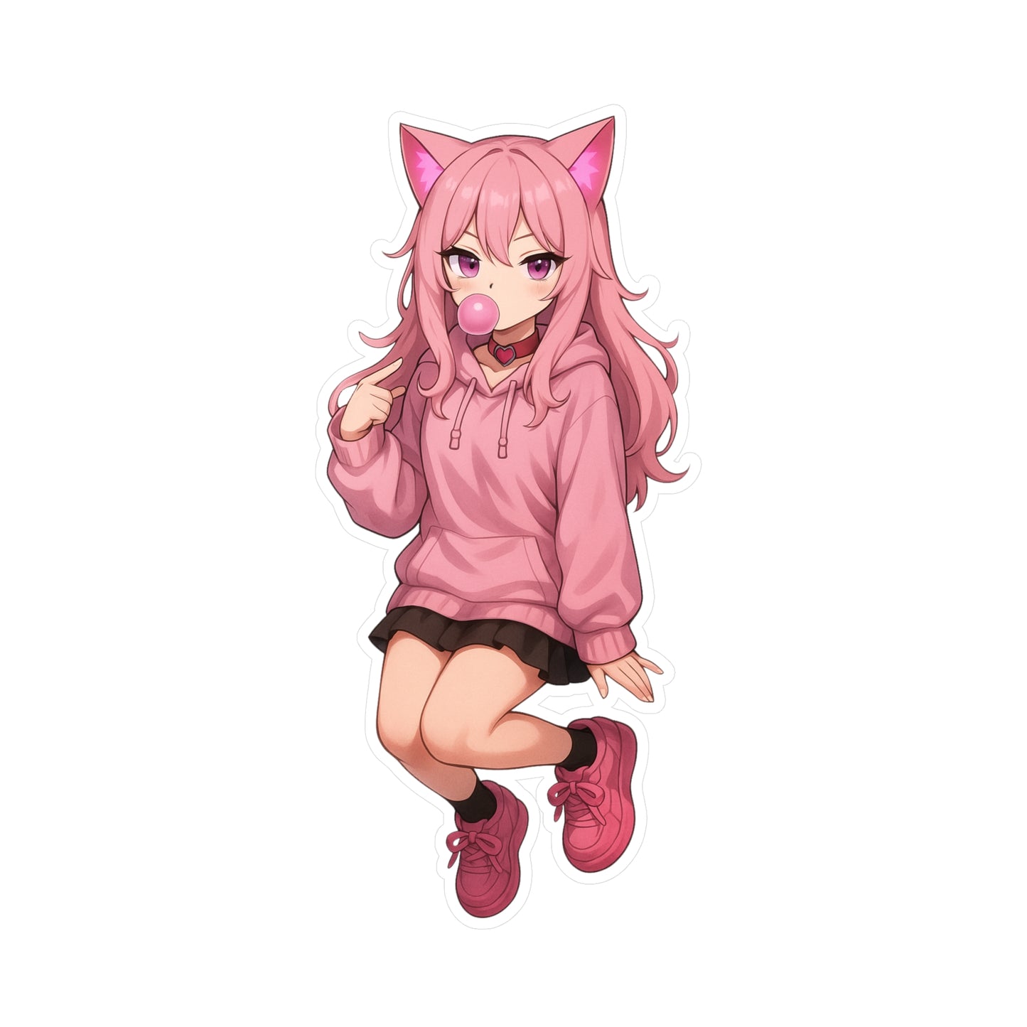 Pink Cat Girl Bubblegum Sticker