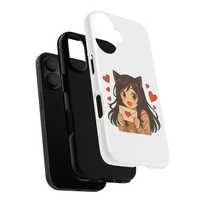Cute Cat Girl Phone Case, Kawaii Anime Inspired Case, Personalized Love Gifts, Aesthetic Phone Cover, Cat Lover Phone Case