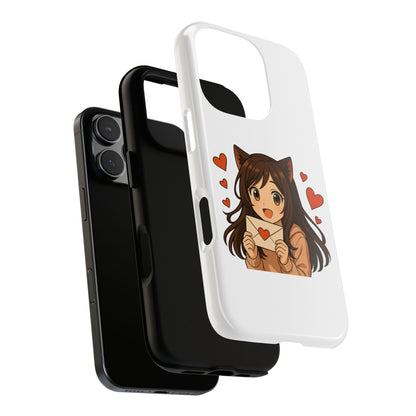 Cute Cat Girl Phone Case, Kawaii Anime Inspired Case, Personalized Love Gifts, Aesthetic Phone Cover, Cat Lover Phone Case