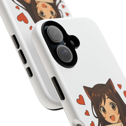 Cute Cat Girl Phone Case, Kawaii Anime Inspired Case, Personalized Love Gifts, Aesthetic Phone Cover, Cat Lover Phone Case