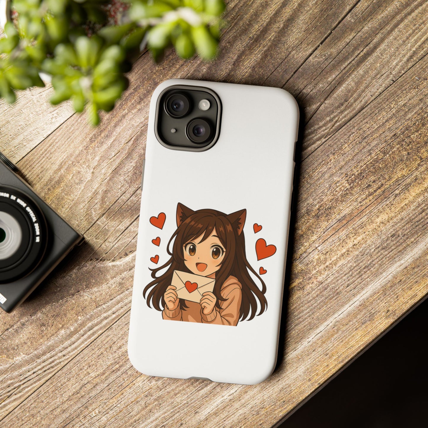 Cute Cat Girl Phone Case, Kawaii Anime Inspired Case, Personalized Love Gifts, Aesthetic Phone Cover, Cat Lover Phone Case