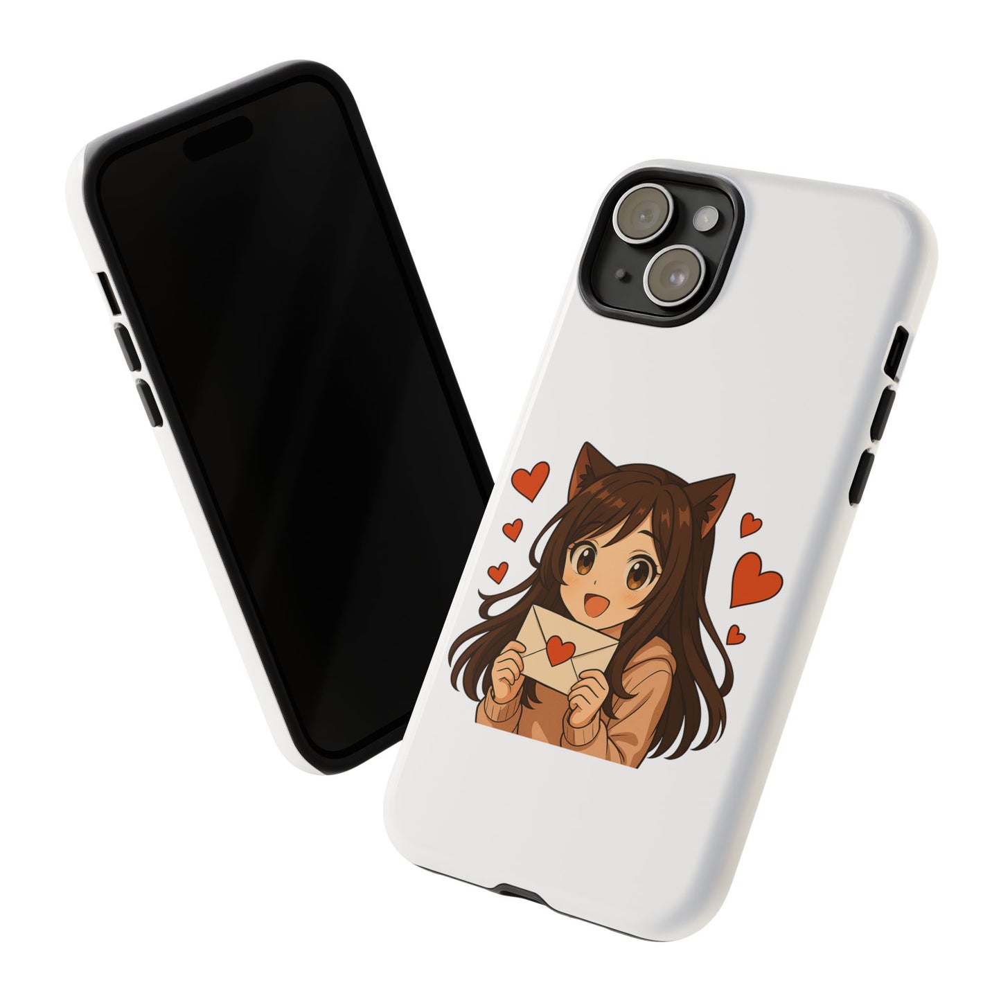Cute Cat Girl Phone Case, Kawaii Anime Inspired Case, Personalized Love Gifts, Aesthetic Phone Cover, Cat Lover Phone Case
