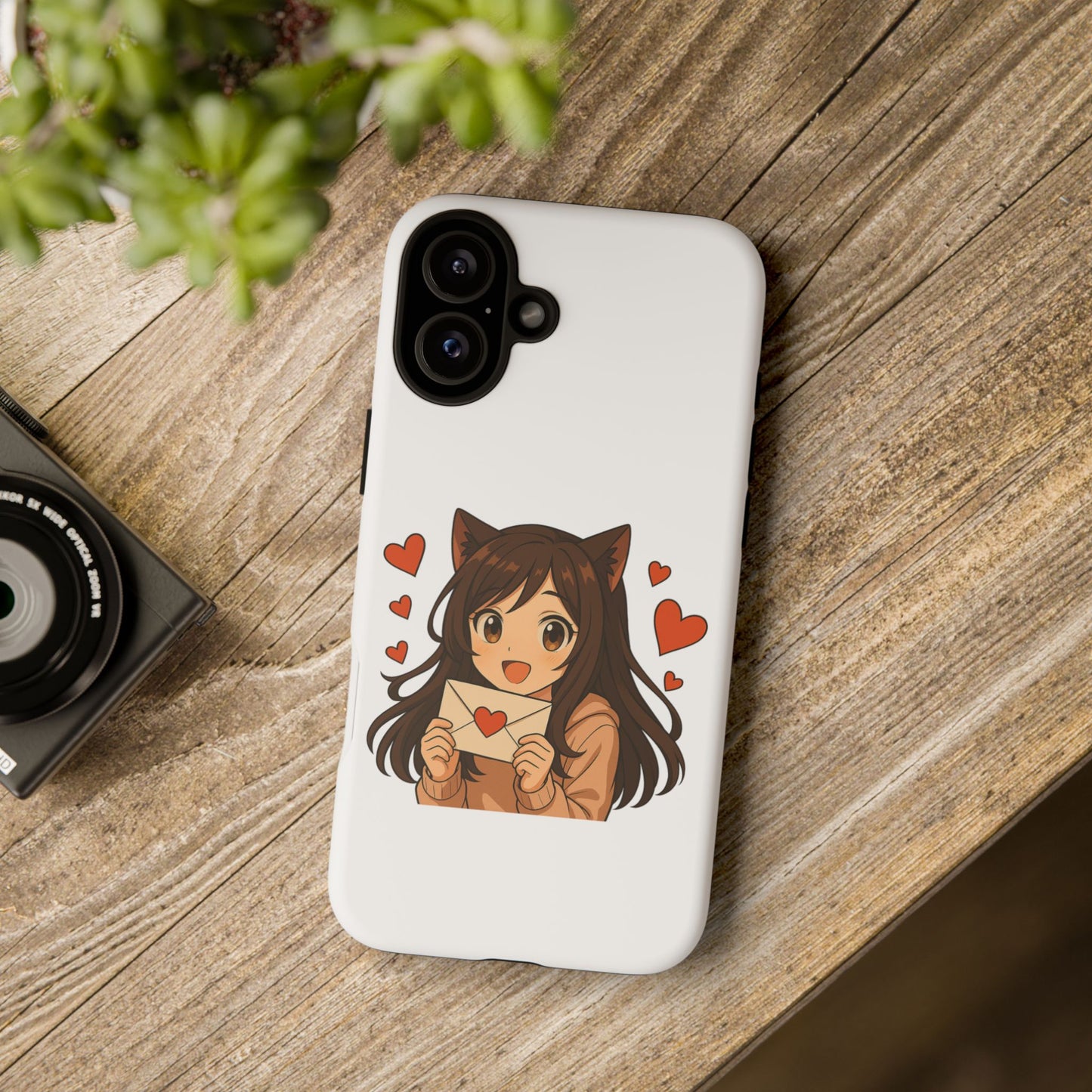 Cute Cat Girl Phone Case, Kawaii Anime Inspired Case, Personalized Love Gifts, Aesthetic Phone Cover, Cat Lover Phone Case