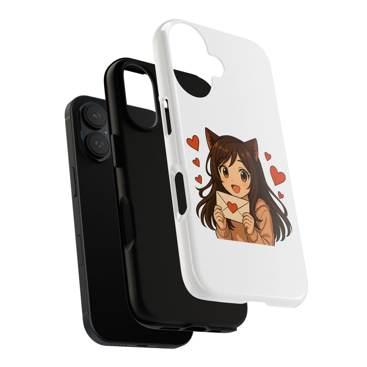 Cute Cat Girl Phone Case, Kawaii Anime Inspired Case, Personalized Love Gifts, Aesthetic Phone Cover, Cat Lover Phone Case