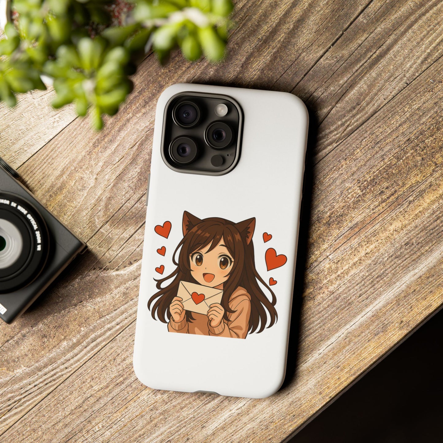 Cute Cat Girl Phone Case, Kawaii Anime Inspired Case, Personalized Love Gifts, Aesthetic Phone Cover, Cat Lover Phone Case