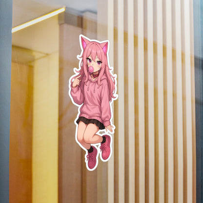 Pink Cat Girl Bubblegum Sticker
