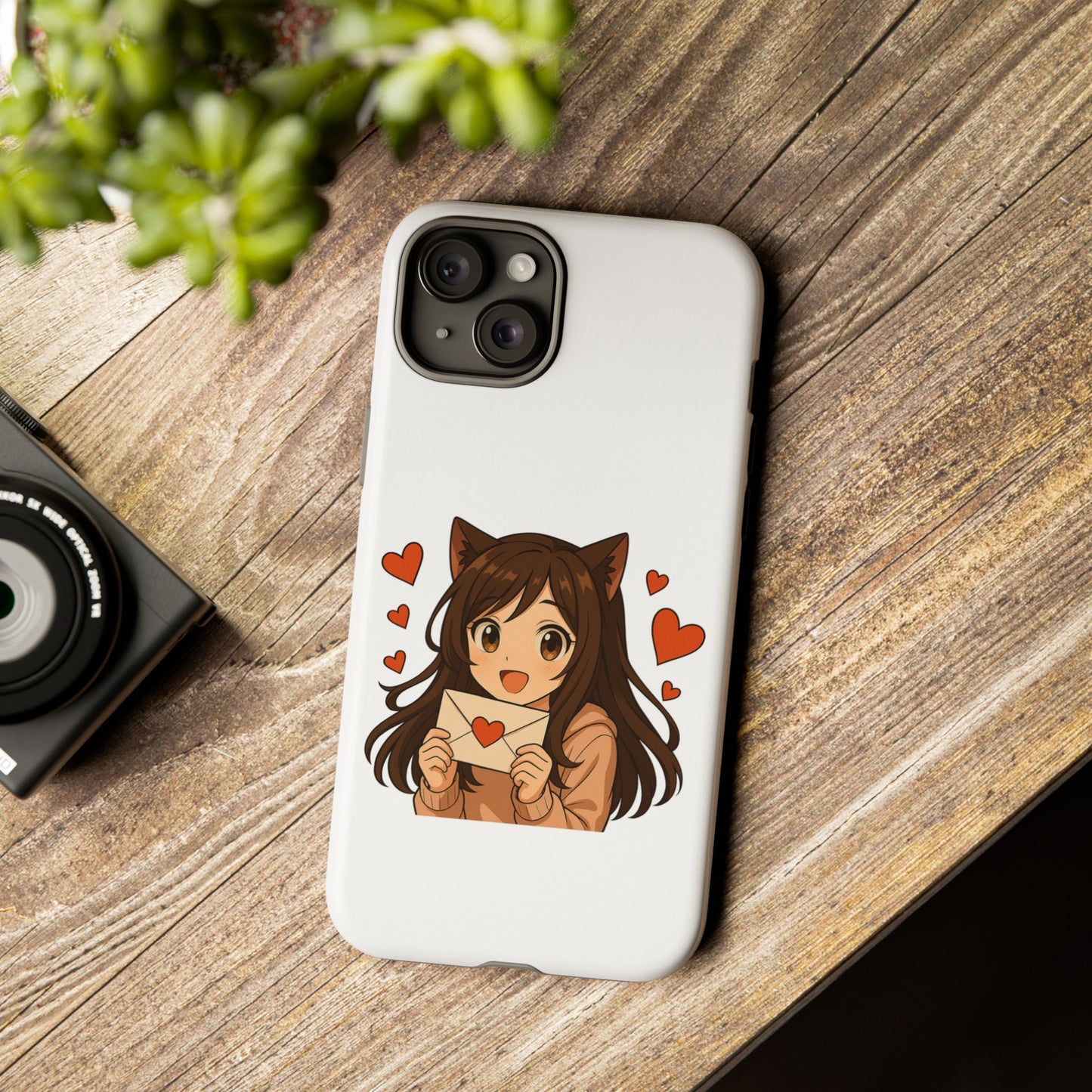 Cute Cat Girl Phone Case, Kawaii Anime Inspired Case, Personalized Love Gifts, Aesthetic Phone Cover, Cat Lover Phone Case