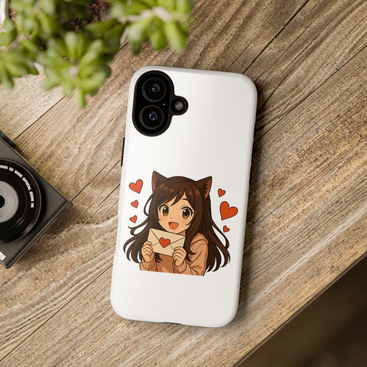 Cute Cat Girl Phone Case, Kawaii Anime Inspired Case, Personalized Love Gifts, Aesthetic Phone Cover, Cat Lover Phone Case