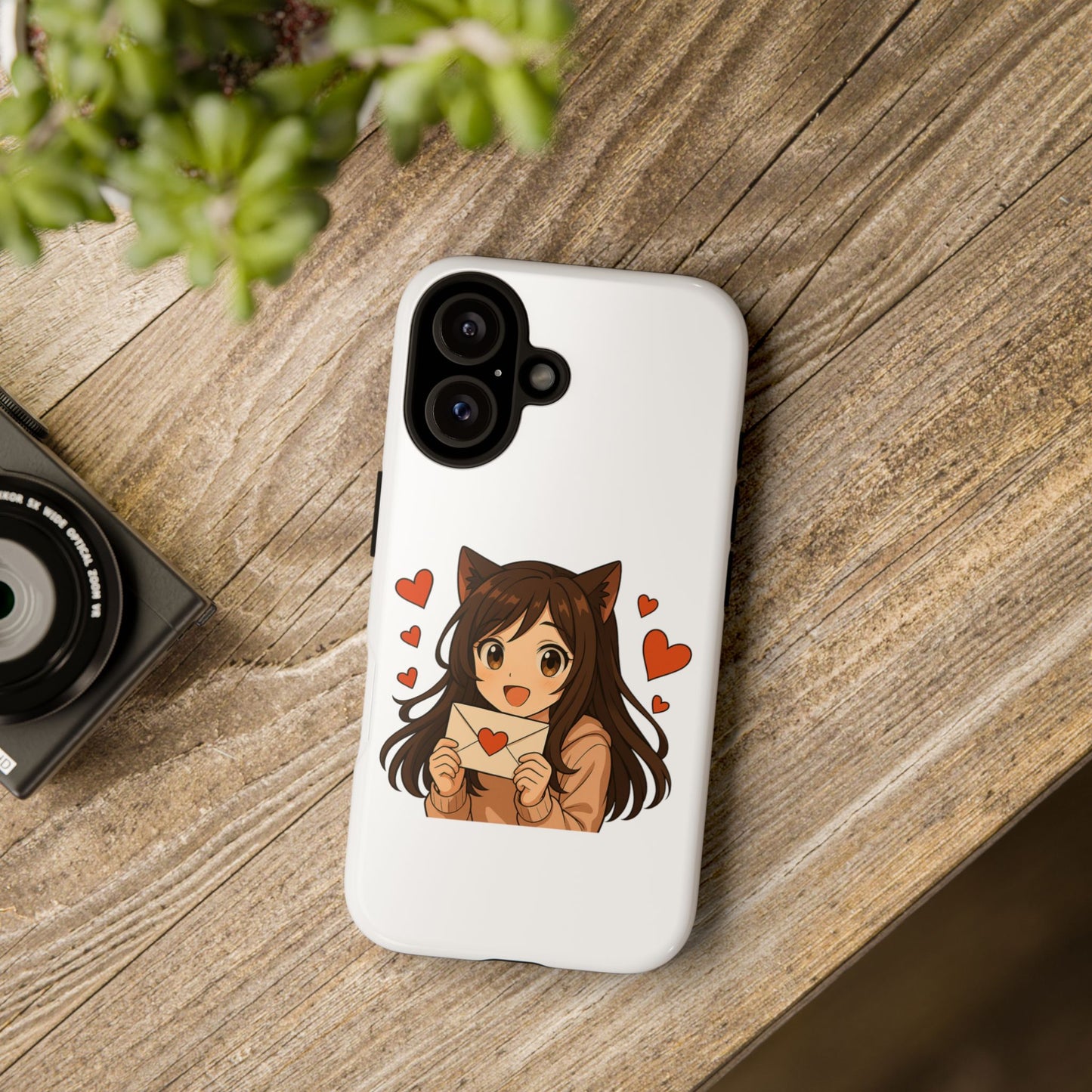 Cute Cat Girl Phone Case, Kawaii Anime Inspired Case, Personalized Love Gifts, Aesthetic Phone Cover, Cat Lover Phone Case