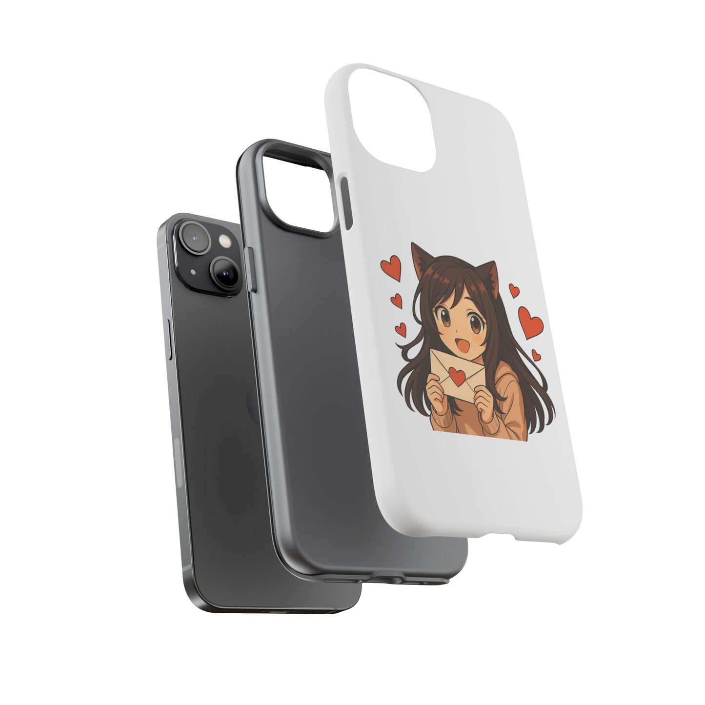 Cute Cat Girl Phone Case, Kawaii Anime Inspired Case, Personalized Love Gifts, Aesthetic Phone Cover, Cat Lover Phone Case
