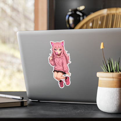 Pink Cat Girl Bubblegum Sticker