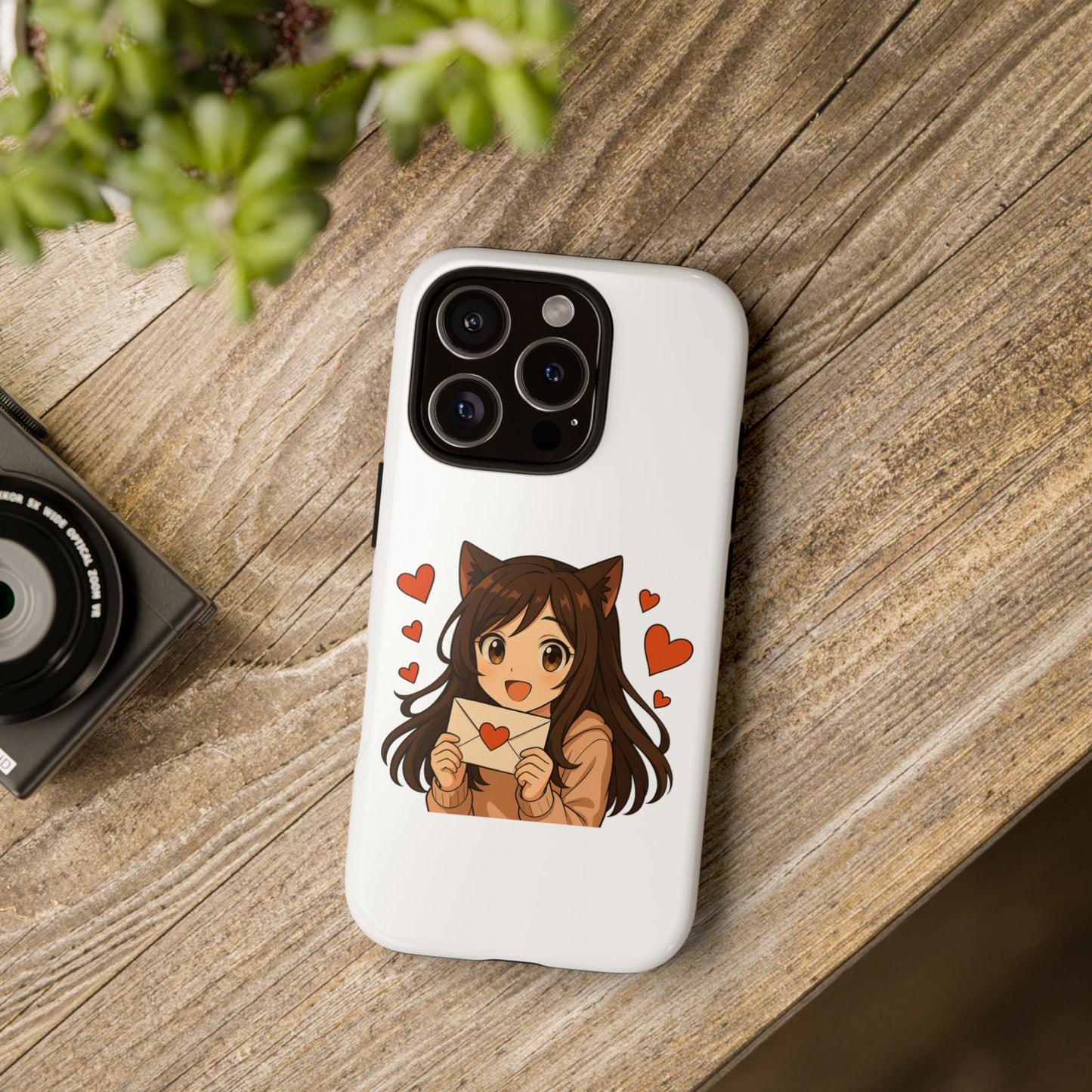 Cute Cat Girl Phone Case, Kawaii Anime Inspired Case, Personalized Love Gifts, Aesthetic Phone Cover, Cat Lover Phone Case