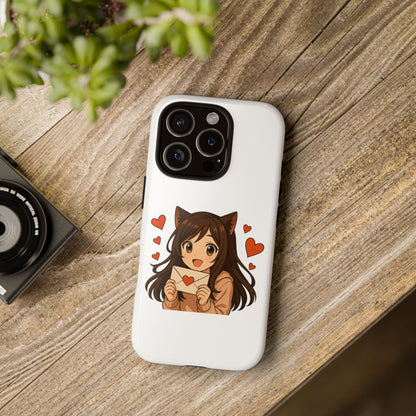 Cute Cat Girl Phone Case, Kawaii Anime Inspired Case, Personalized Love Gifts, Aesthetic Phone Cover, Cat Lover Phone Case