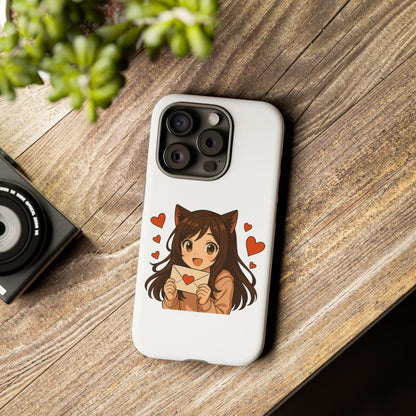 Cute Cat Girl Phone Case, Kawaii Anime Inspired Case, Personalized Love Gifts, Aesthetic Phone Cover, Cat Lover Phone Case