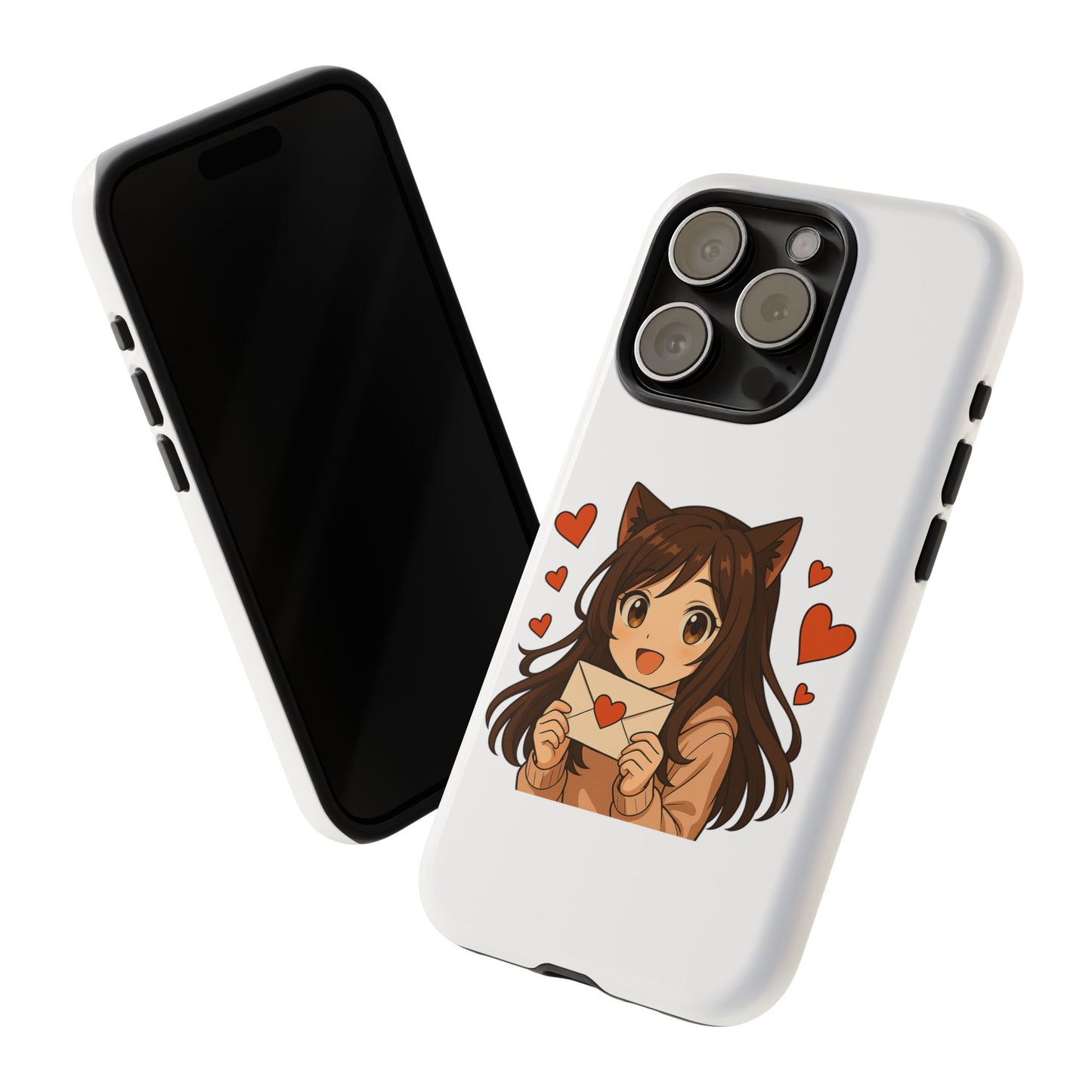 Cute Cat Girl Phone Case, Kawaii Anime Inspired Case, Personalized Love Gifts, Aesthetic Phone Cover, Cat Lover Phone Case