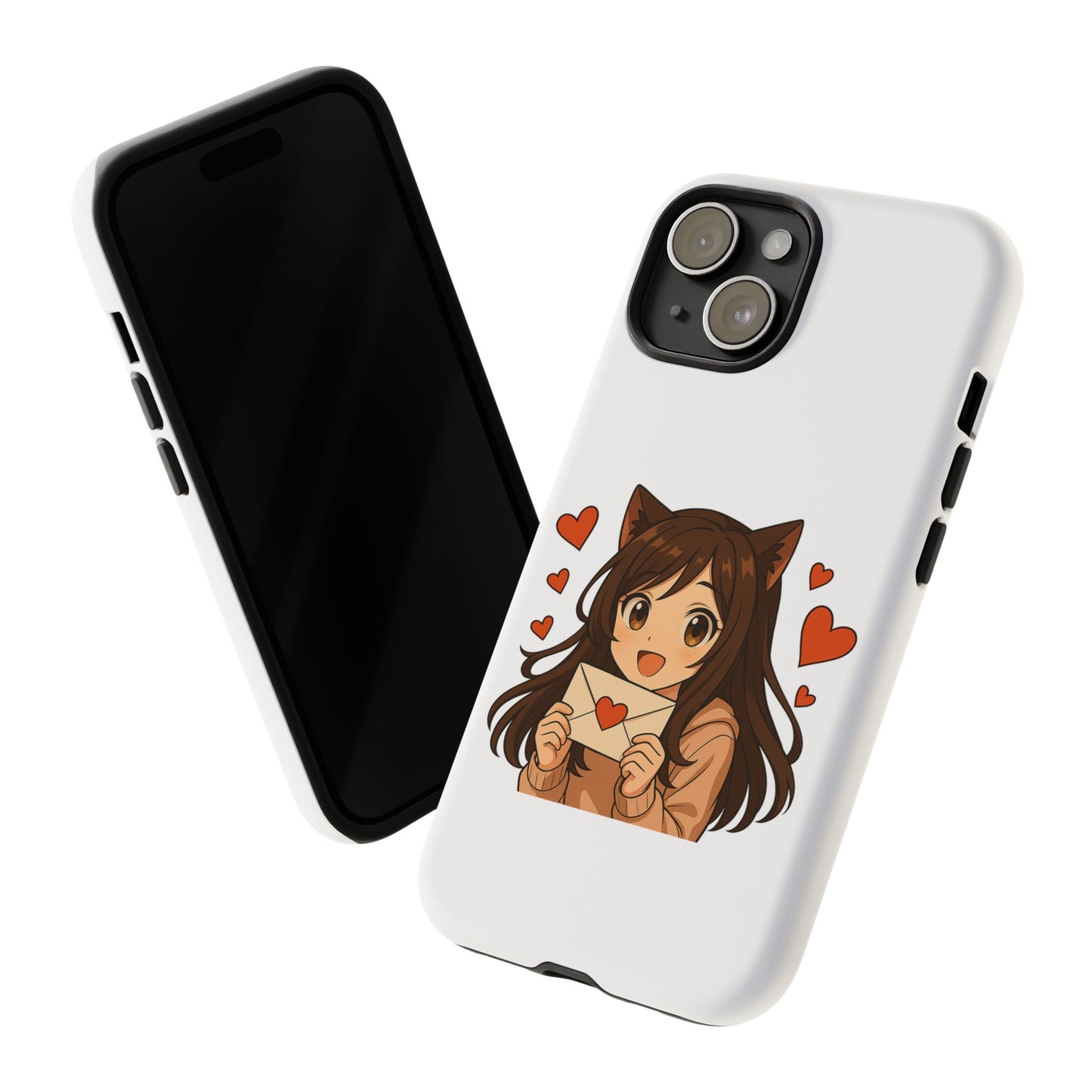 Cute Cat Girl Phone Case, Kawaii Anime Inspired Case, Personalized Love Gifts, Aesthetic Phone Cover, Cat Lover Phone Case