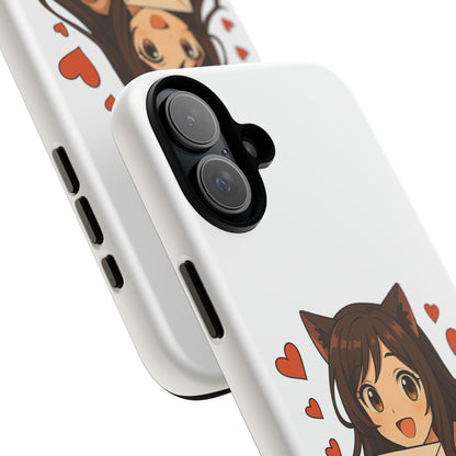 Cute Cat Girl Phone Case, Kawaii Anime Inspired Case, Personalized Love Gifts, Aesthetic Phone Cover, Cat Lover Phone Case