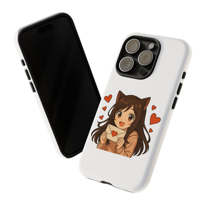 Cute Cat Girl Phone Case, Kawaii Anime Inspired Case, Personalized Love Gifts, Aesthetic Phone Cover, Cat Lover Phone Case