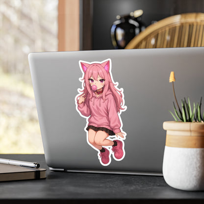 Pink Cat Girl Bubblegum Sticker