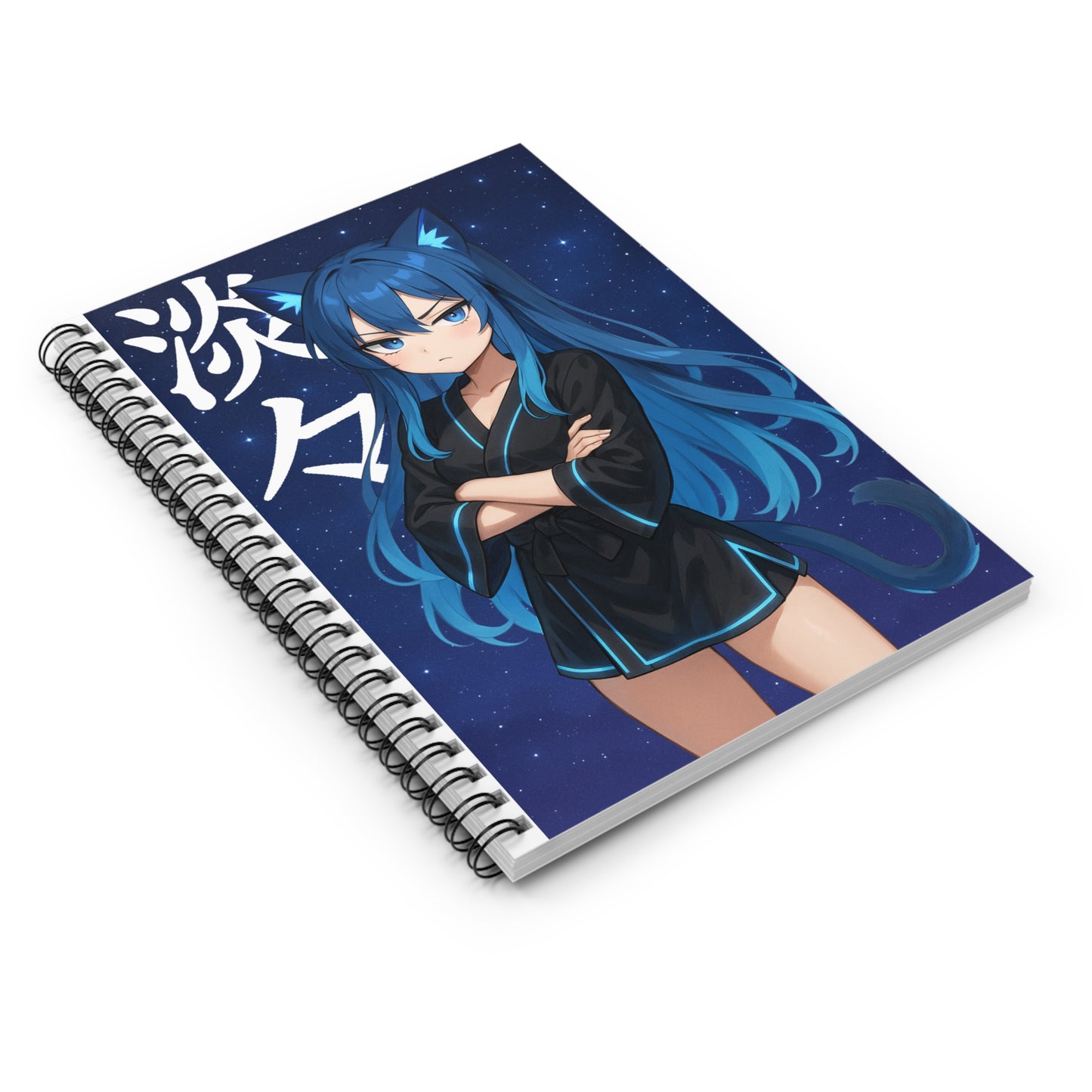Blue Cat Girl Spiral Notebook