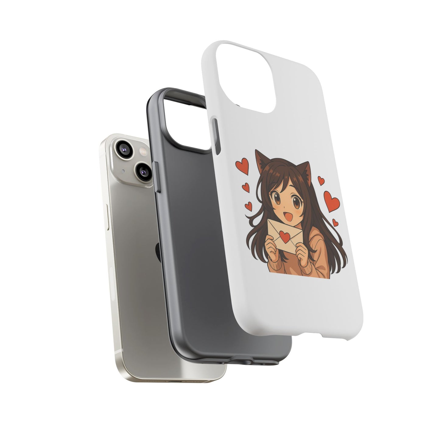 Cute Cat Girl Phone Case, Kawaii Anime Inspired Case, Personalized Love Gifts, Aesthetic Phone Cover, Cat Lover Phone Case