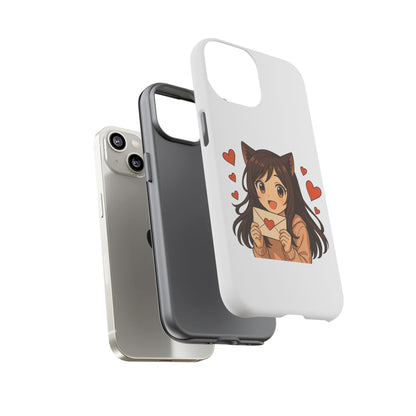 Cute Cat Girl Phone Case, Kawaii Anime Inspired Case, Personalized Love Gifts, Aesthetic Phone Cover, Cat Lover Phone Case