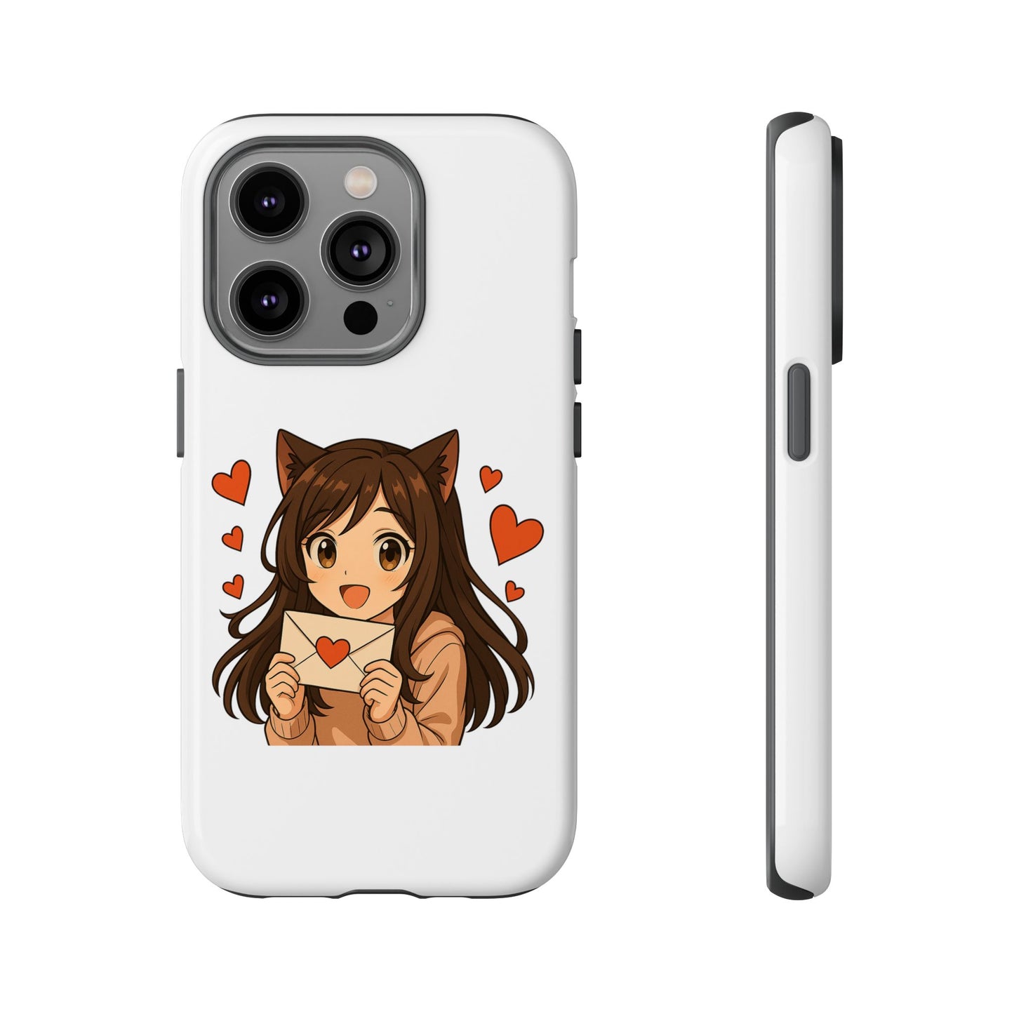 Cute Cat Girl Phone Case, Kawaii Anime Inspired Case, Personalized Love Gifts, Aesthetic Phone Cover, Cat Lover Phone Case