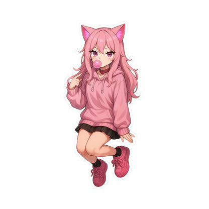 Pink Cat Girl Bubblegum Sticker