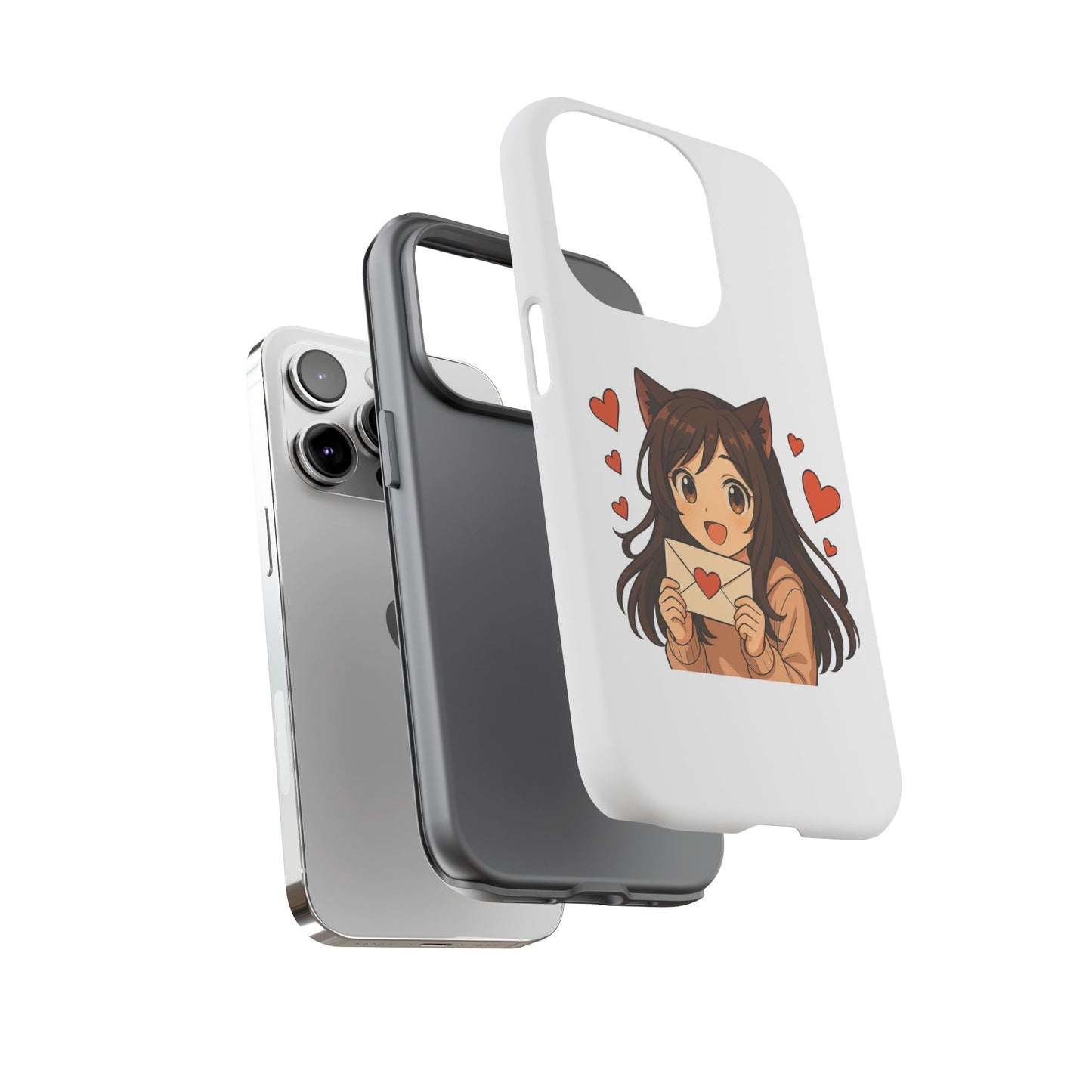 Cute Cat Girl Phone Case, Kawaii Anime Inspired Case, Personalized Love Gifts, Aesthetic Phone Cover, Cat Lover Phone Case