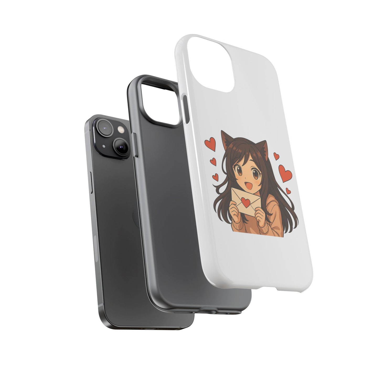 Cute Cat Girl Phone Case, Kawaii Anime Inspired Case, Personalized Love Gifts, Aesthetic Phone Cover, Cat Lover Phone Case