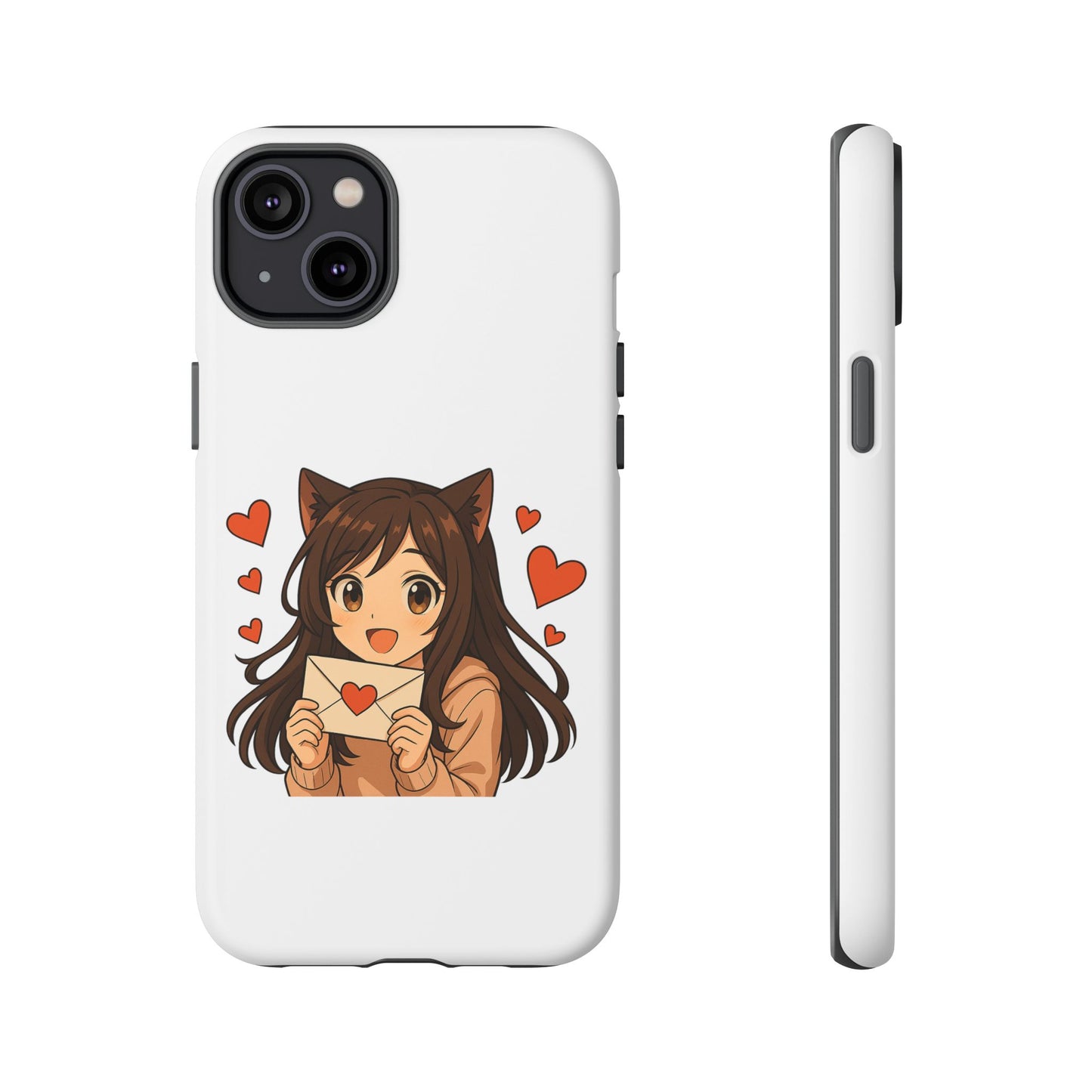 Cute Cat Girl Phone Case, Kawaii Anime Inspired Case, Personalized Love Gifts, Aesthetic Phone Cover, Cat Lover Phone Case