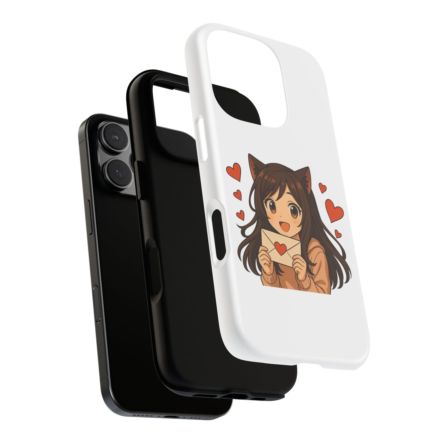 Cute Cat Girl Phone Case, Kawaii Anime Inspired Case, Personalized Love Gifts, Aesthetic Phone Cover, Cat Lover Phone Case