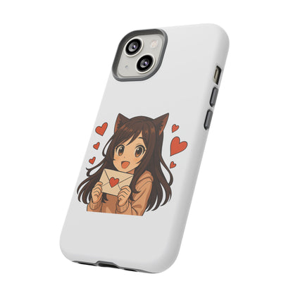 Cute Cat Girl Phone Case, Kawaii Anime Inspired Case, Personalized Love Gifts, Aesthetic Phone Cover, Cat Lover Phone Case