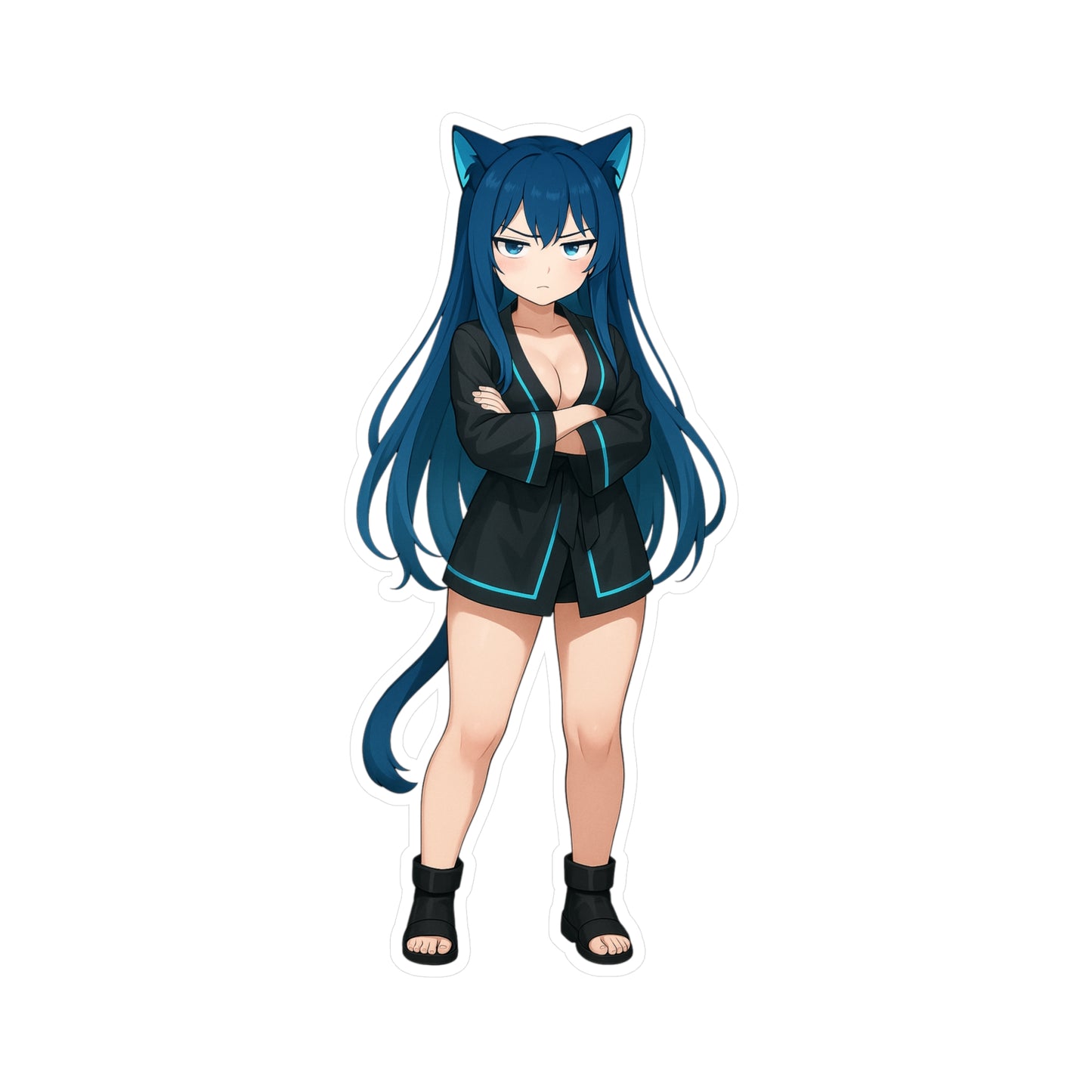 Blue-Haired Cat Girl Sticker