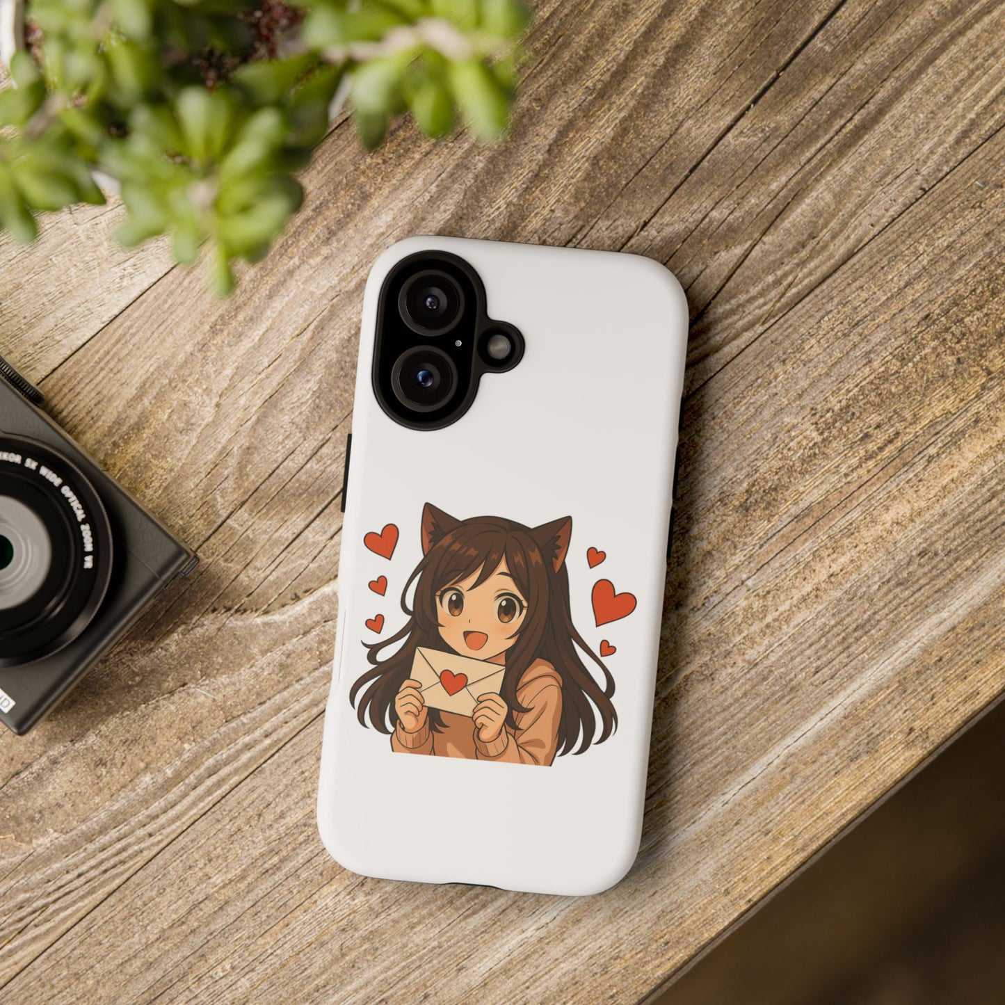 Cute Cat Girl Phone Case, Kawaii Anime Inspired Case, Personalized Love Gifts, Aesthetic Phone Cover, Cat Lover Phone Case