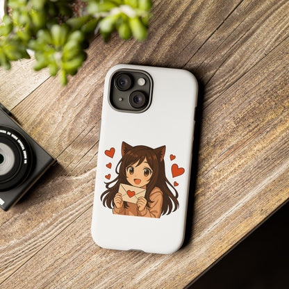 Cute Cat Girl Phone Case, Kawaii Anime Inspired Case, Personalized Love Gifts, Aesthetic Phone Cover, Cat Lover Phone Case