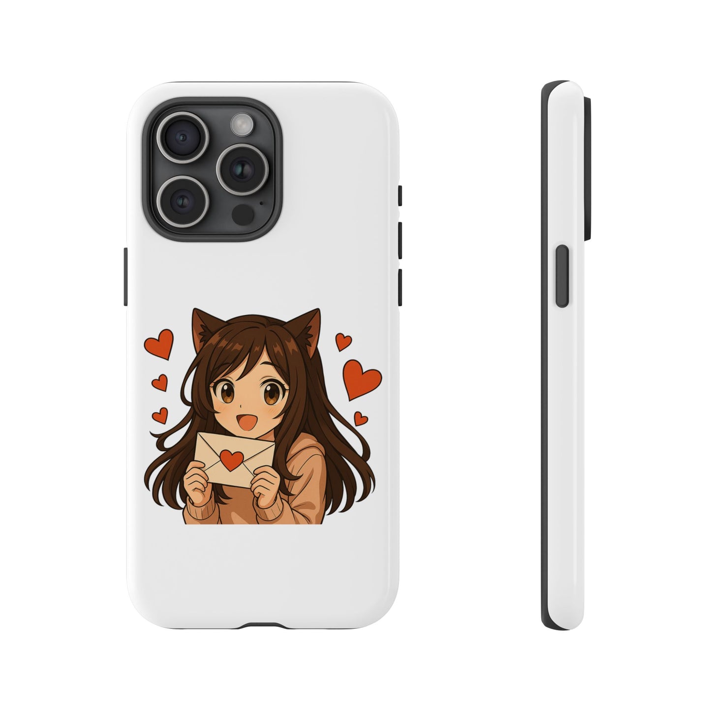 Cute Cat Girl Phone Case, Kawaii Anime Inspired Case, Personalized Love Gifts, Aesthetic Phone Cover, Cat Lover Phone Case