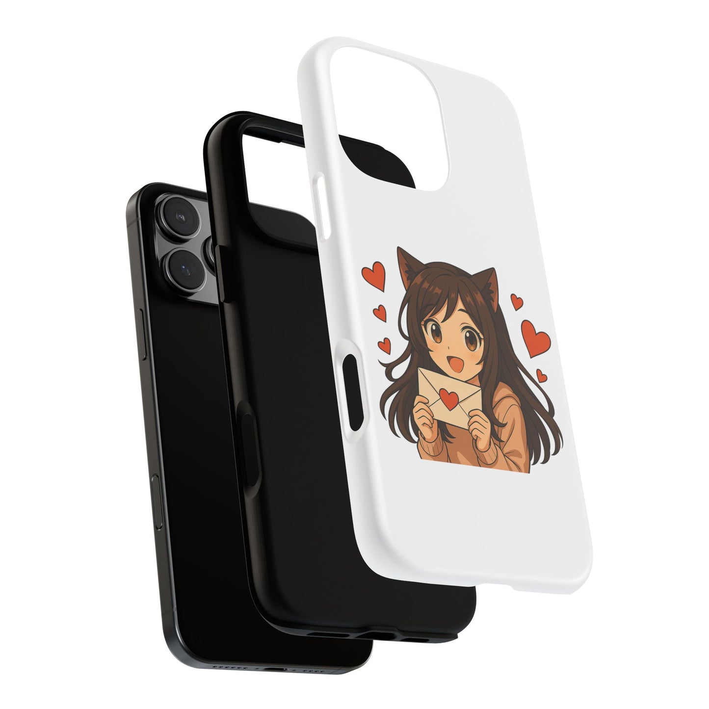 Cute Cat Girl Phone Case, Kawaii Anime Inspired Case, Personalized Love Gifts, Aesthetic Phone Cover, Cat Lover Phone Case
