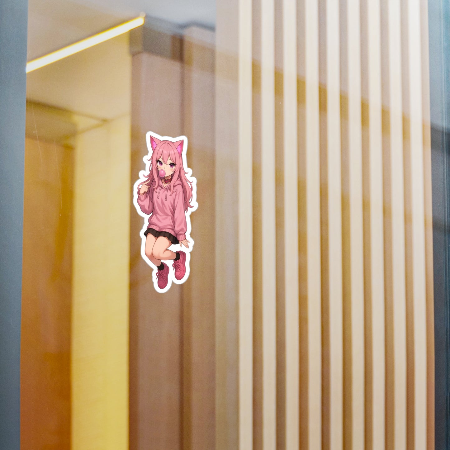 Pink Cat Girl Bubblegum Sticker