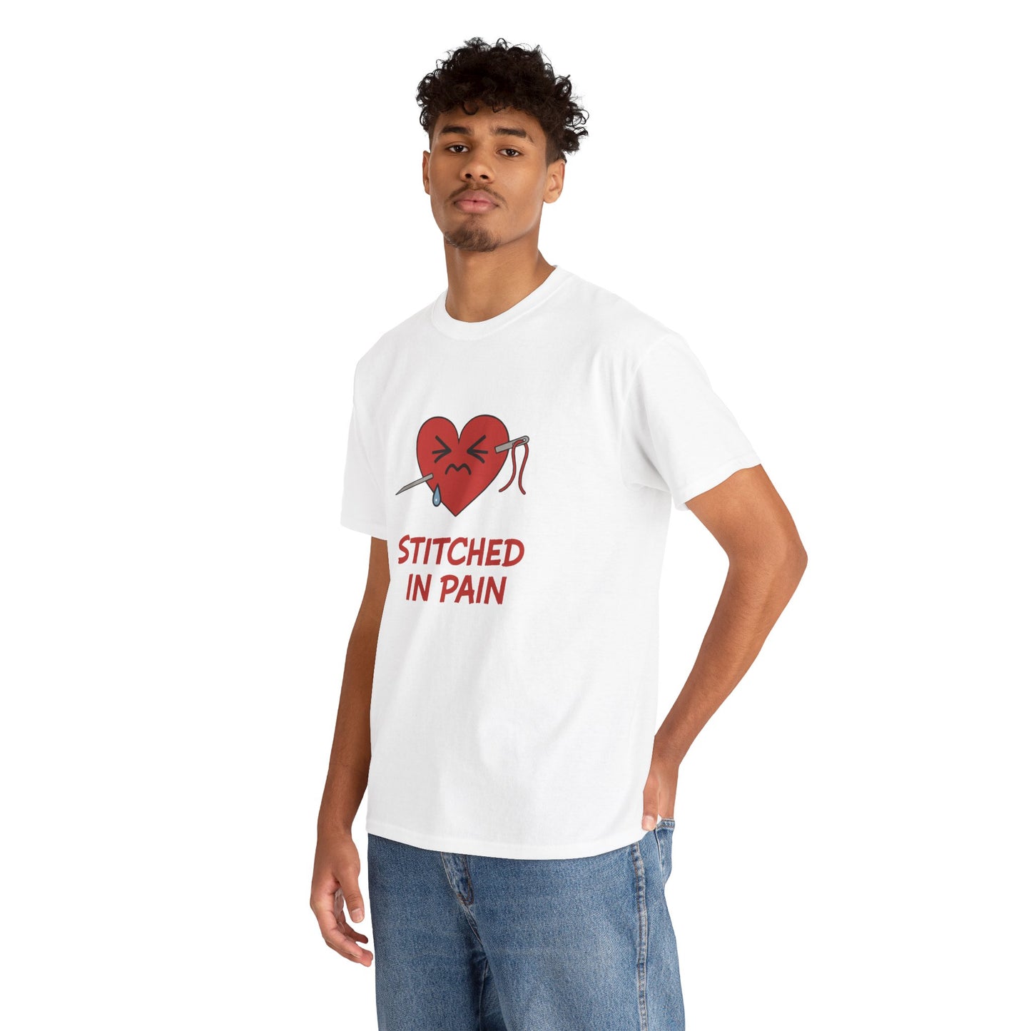 Stitched Heart T-Shirt 'Stitched in Pain'