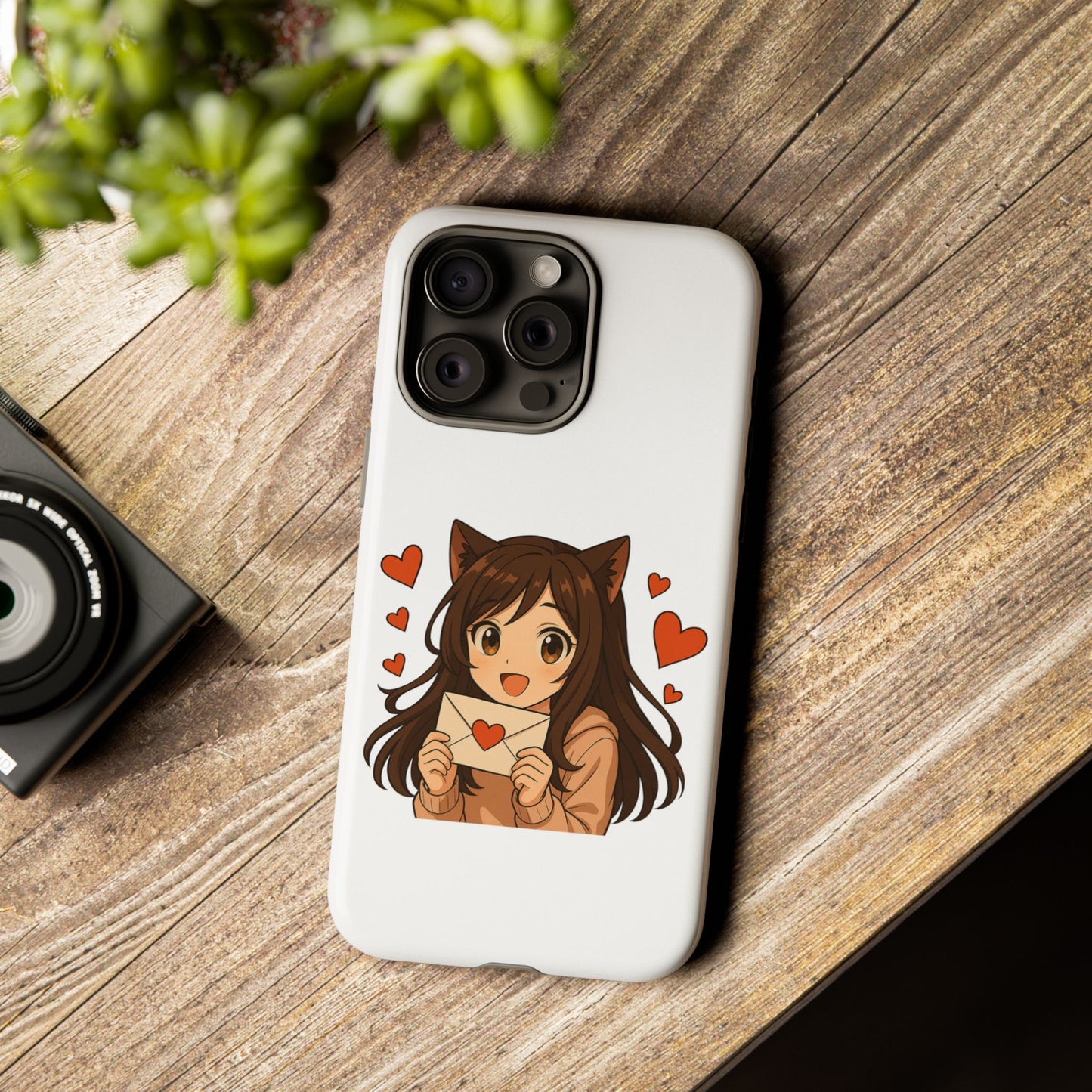 Cute Cat Girl Phone Case, Kawaii Anime Inspired Case, Personalized Love Gifts, Aesthetic Phone Cover, Cat Lover Phone Case