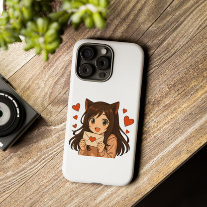 Cute Cat Girl Phone Case, Kawaii Anime Inspired Case, Personalized Love Gifts, Aesthetic Phone Cover, Cat Lover Phone Case