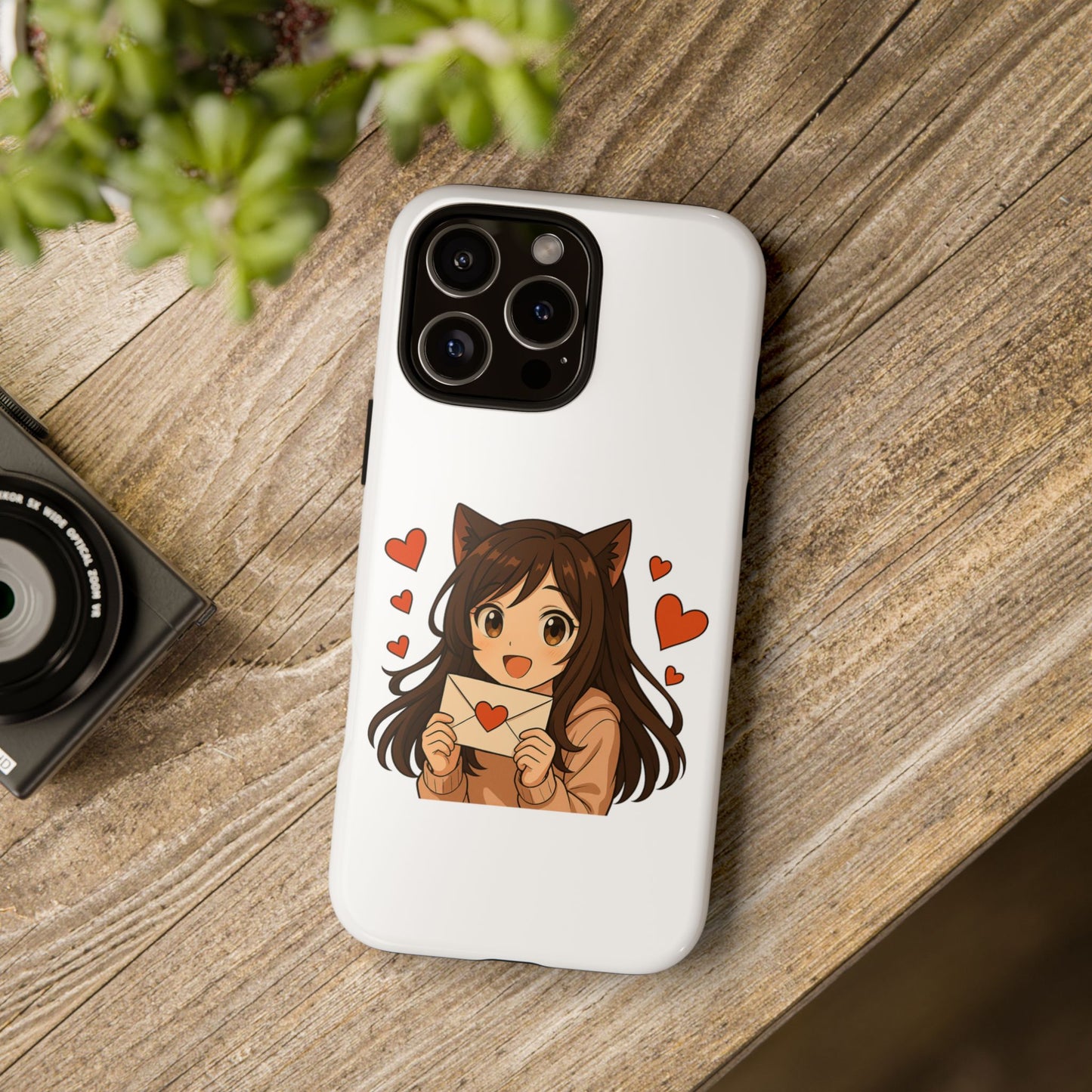 Cute Cat Girl Phone Case, Kawaii Anime Inspired Case, Personalized Love Gifts, Aesthetic Phone Cover, Cat Lover Phone Case