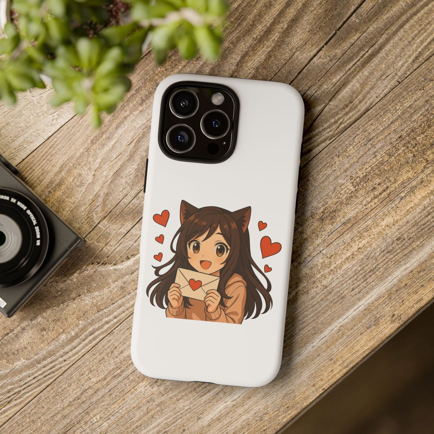 Cute Cat Girl Phone Case, Kawaii Anime Inspired Case, Personalized Love Gifts, Aesthetic Phone Cover, Cat Lover Phone Case