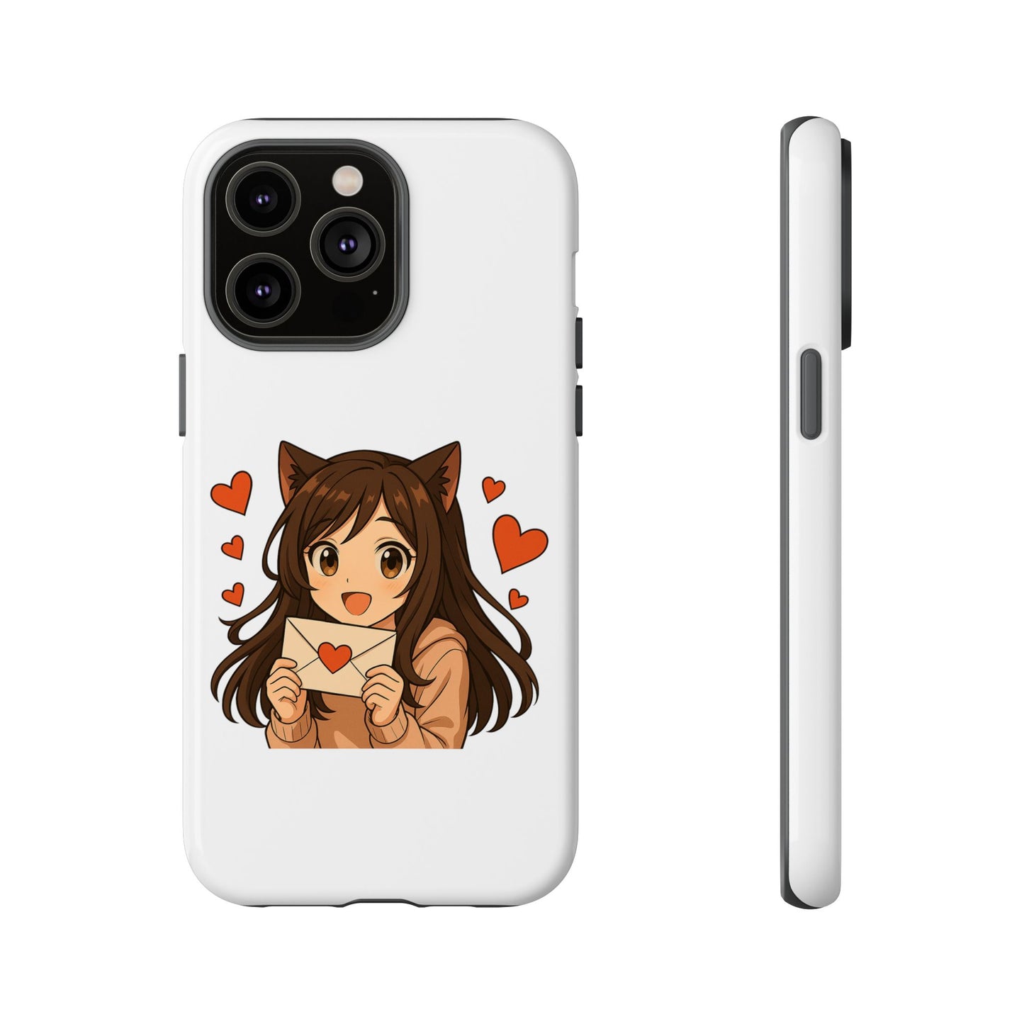 Cute Cat Girl Phone Case, Kawaii Anime Inspired Case, Personalized Love Gifts, Aesthetic Phone Cover, Cat Lover Phone Case
