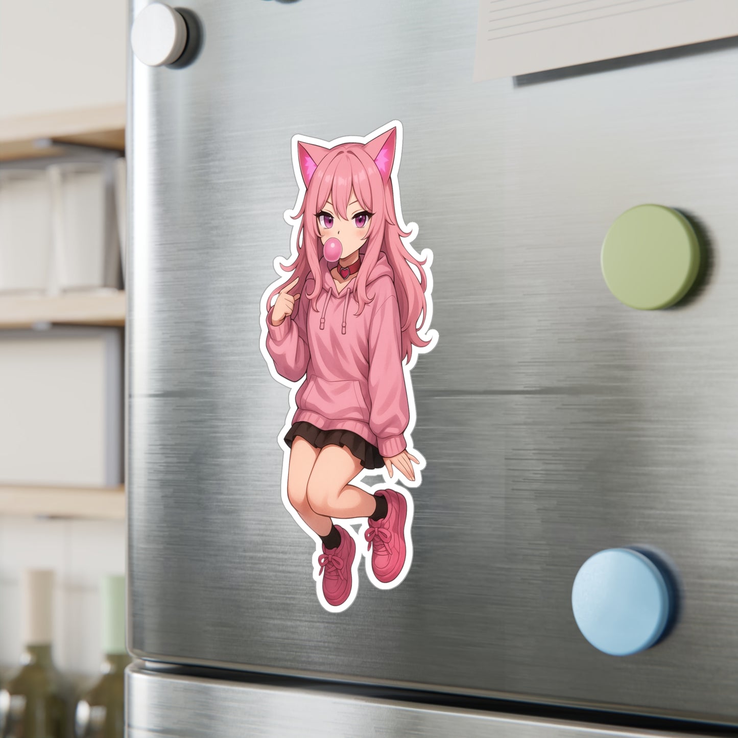 Pink Cat Girl Bubblegum Sticker